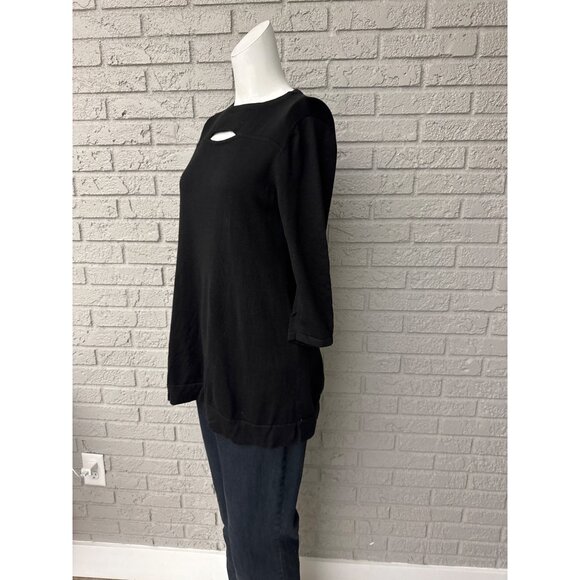 Isaac Mizrahi Women Black Cut-Out Tunic Knit Top  Size S - Picture 5 of 9